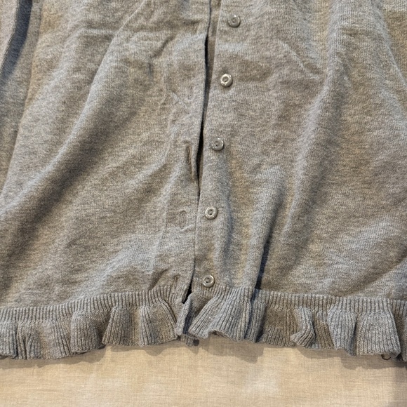 LOFT Light Gray Ruffle Cardigan - Picture 3 of 8